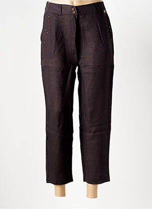 Pantalon 7/8 fermeture zippée sous rabat boutonné taille normale marron LE BOUDOIR D'EDOUARD femme