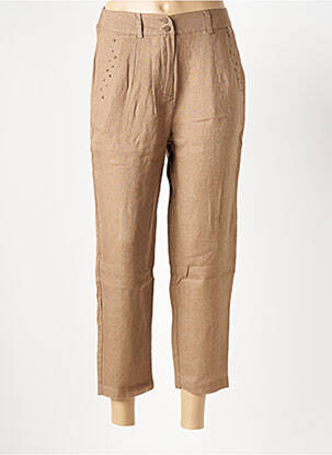 Pantalon 7/8 fermeture zippée sous rabat boutonné taille normale beige LE BOUDOIR D'EDOUARD femme