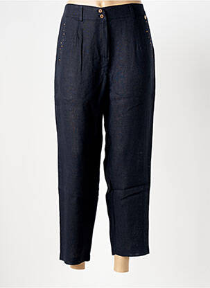 Pantalon 7/8 fermeture zippée sous rabat boutonné taille normale bleu LE BOUDOIR D'EDOUARD femme
