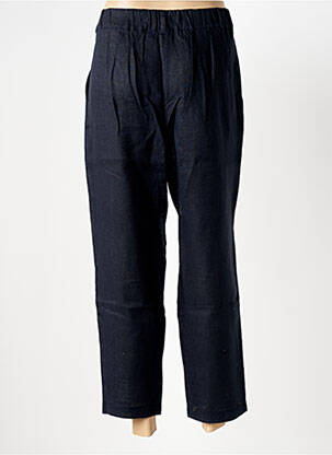 Pantalon 7/8 fermeture zippée sous rabat boutonné taille normale bleu LE BOUDOIR D'EDOUARD femme