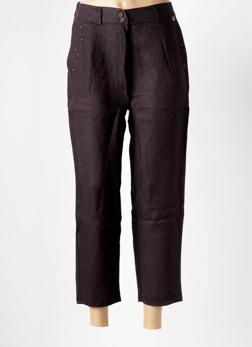 Pantalon 7/8 fermeture zippée sous rabat boutonné taille normale marron LE BOUDOIR D'EDOUARD femme