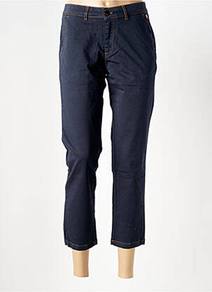 Pantalon 7/8 fermeture zippée sous rabat boutonné bleu LE BOUDOIR D'EDOUARD femme