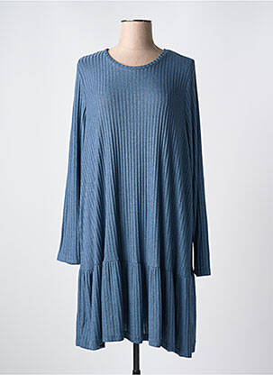 Robe mi-longue manches longues manches longues bleu ZHENZI femme