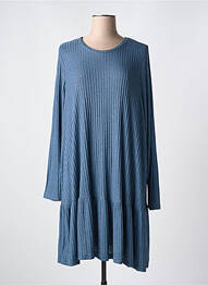 Robe mi-longue manches longues manches longues bleu ZHENZI femme