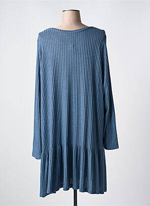 Robe mi-longue manches longues manches longues bleu ZHENZI femme