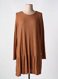 Robe mi-longue manches longues manches longues orange ZHENZI femme