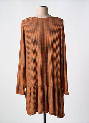Robe mi-longue manches longues manches longues orange ZHENZI femme