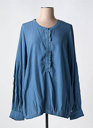 Blouse tissage popeline manches longues bleu ZHENZI femme