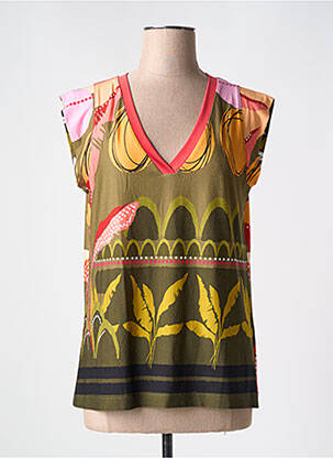 T-shirt imprimé fantaisie manches courtes vert BELTY femme