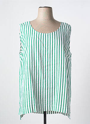 Top tissage crêpe sans manche vert KOKOMARINA femme