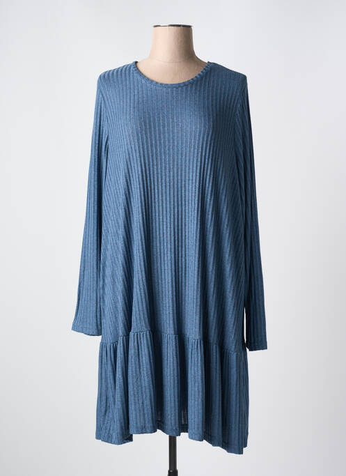Robe mi-longue manches longues manches longues bleu ZHENZI femme