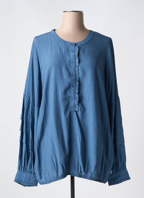 Blouse poignets boutonnés avec fente manches longues bleu ZHENZI femme
