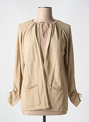 Gilet manches longues col rond beige BARBARA LEBEK femme