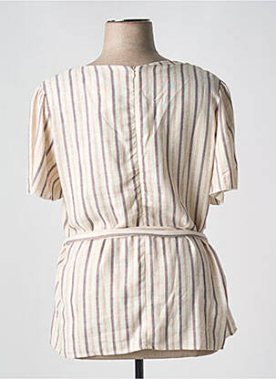 Blouse tissage popeline manches courtes beige LILI & CAROLINE femme