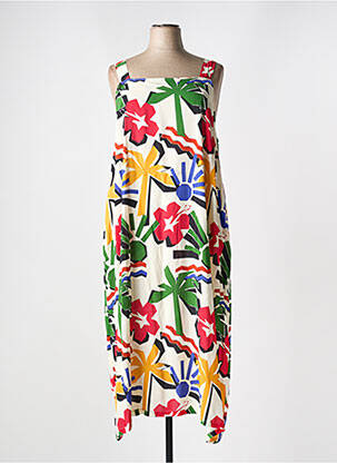Robe longue imprimé fleurs fines bretelles beige G!OZE femme