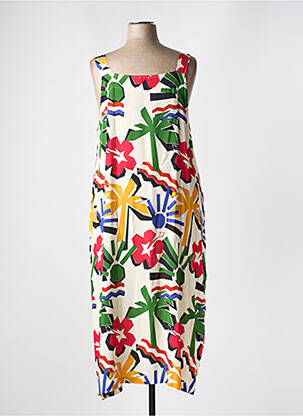 Robe longue imprimé fleurs fines bretelles beige G!OZE femme