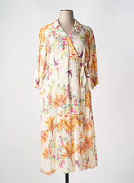 Robe longue imprimé fleurs manches 3/4 beige DIANE LAURY femme