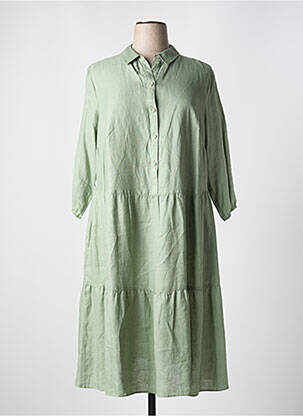 Robe mi-longue coupe évasée manches 3/4 vert BARBARA LEBEK femme