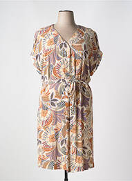 Robe mi-longue coupe fluide manches courtes beige DIANE LAURY femme