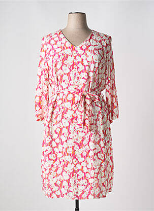 Robe mi-longue imprimé fleurs manches 3/4 rose DIANE LAURY femme
