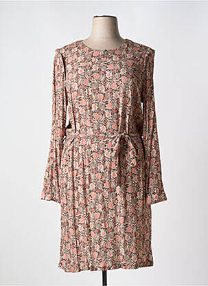 Robe mi-longue imprimé fleurs manches longues marron DIANE LAURY femme