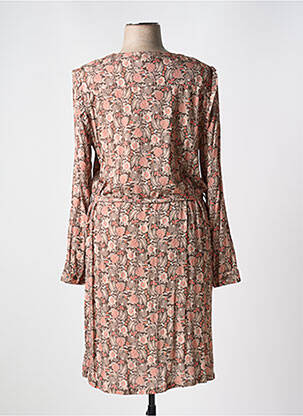 Robe mi-longue imprimé fleurs manches longues marron DIANE LAURY femme