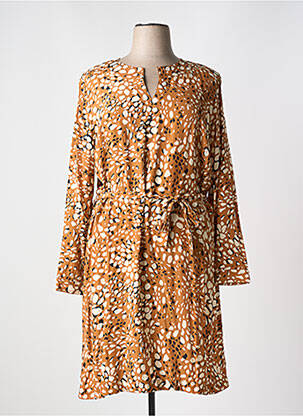 Robe mi-longue coupe fluide manches longues marron DIANE LAURY femme