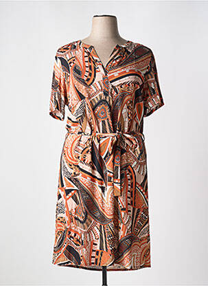 Robe mi-longue coupe fluide manches courtes orange DIANE LAURY femme