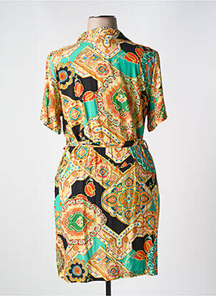 Robe mi-longue imprimé fleurs manches courtes jaune BELTY femme