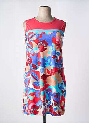 Robe mi-longue imprimé fleurs sans manche rouge BELTY femme