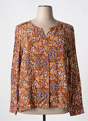 Chemisier tissage crêpe manches longues marron DIANE LAURY femme