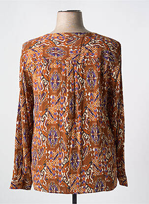 Chemisier tissage crêpe manches longues marron DIANE LAURY femme
