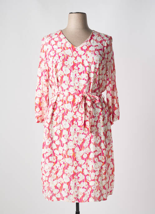Robe mi-longue coupe fluide manches 3/4 rose DIANE LAURY femme
