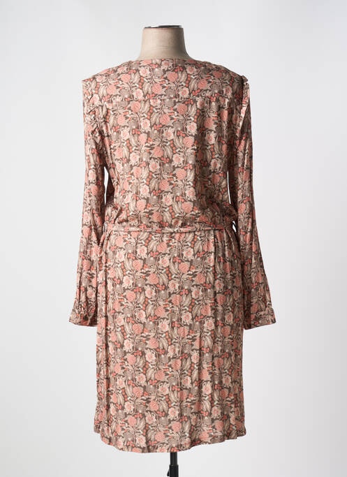 Robe mi-longue imprimé fleurs manches longues marron DIANE LAURY femme