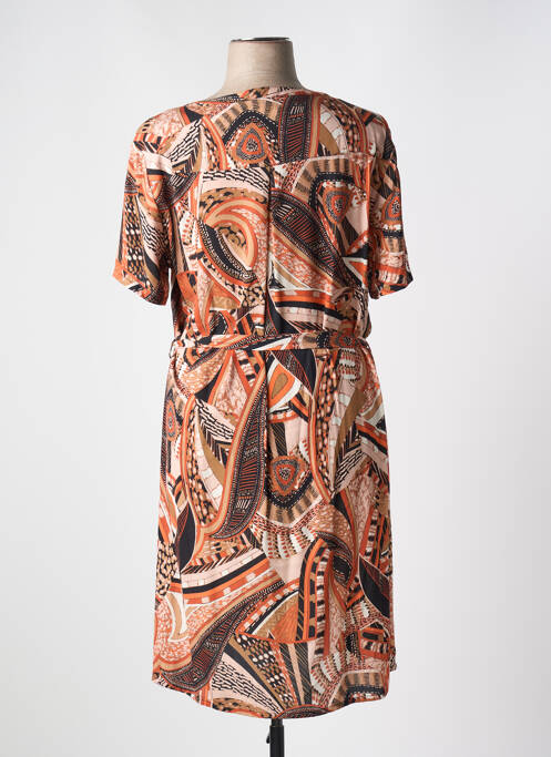 Robe mi-longue coupe fluide manches courtes orange DIANE LAURY femme