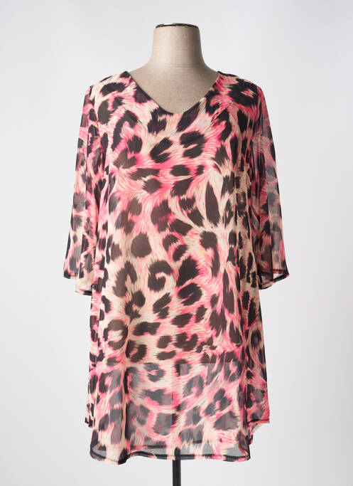 Tunique manches longues tissage crêpe rose BELTY femme