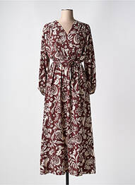 Robe longue manches longues manches longues marron CHRISTY femme