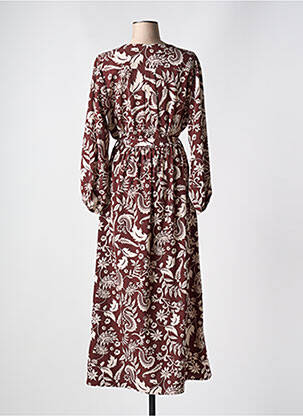 Robe longue manches longues manches longues marron CHRISTY femme