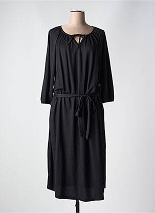 Robe mi-longue manches 3/4 manches 3/4 noir ZHENZI femme