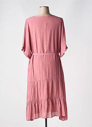 Robe mi-longue coupe fluide manches 3/4 rose ZHENZI femme