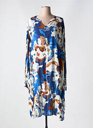 Robe mi-longue coupe fluide manches longues bleu ZHENZI femme