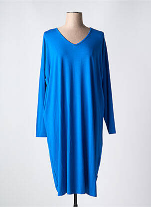 Robe mi-longue manches longues manches longues bleu ZHENZI femme