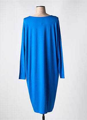Robe mi-longue manches longues manches longues bleu ZHENZI femme
