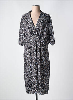 Robe mi-longue imprimé fantaisie manches courtes noir OCTAVIE & LEONIE femme