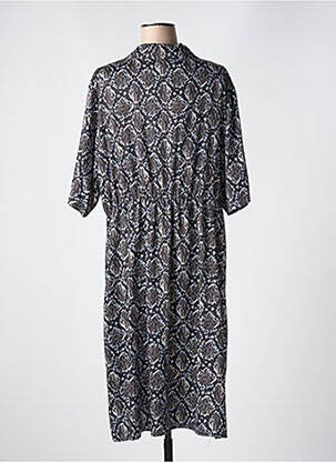 Robe mi-longue imprimé fantaisie manches courtes noir OCTAVIE & LEONIE femme