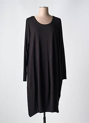 Robe mi-longue manches longues manches longues noir ZHENZI femme