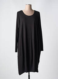 Robe mi-longue manches longues manches longues noir ZHENZI femme
