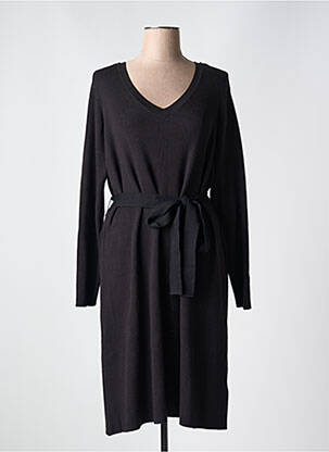 Robe pull col v manches longues noir ZHENZI femme