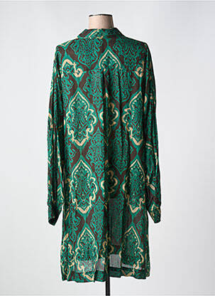 Robe mi-longue coupe fluide manches longues vert ZHENZI femme