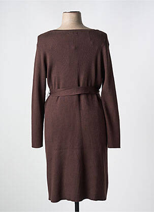 Robe pull col v manches longues marron ZHENZI femme